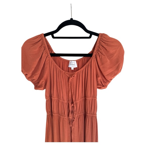 EUC Böhme rust midi puff sleeve peasant style dress size XS - Picture 2 of 3